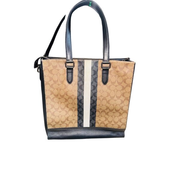 COACH GRAHAM STRUCTURED TOTE SIGNATURE CANVAS VARSITY STRIPE (6707) PREPPY Y2K - Picture 3 of 15